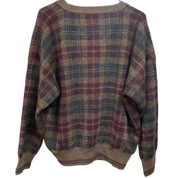 Vintage Maglificio Florence Merino Wool Plaid Cardigan Sweater - Picture 6 of 14